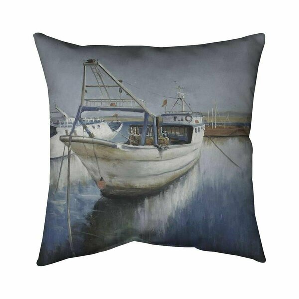 Begin Home Decor 20 x 20 in. Blue Fishing Boat-Double Sided Print Indoor Pillow 5541-2020-CO41-2